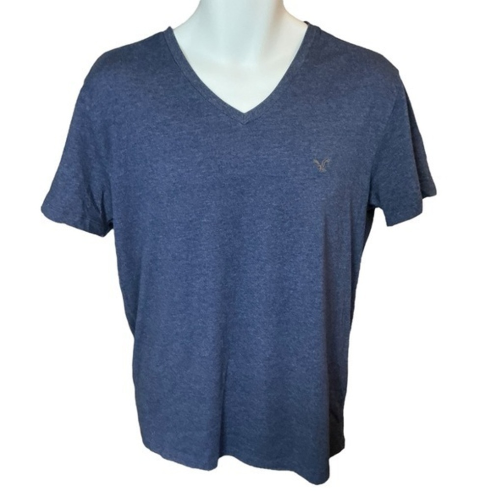 American Eagle Outfitters Heather Blue V Neck Tee Shirt Flex Classic Fit Top